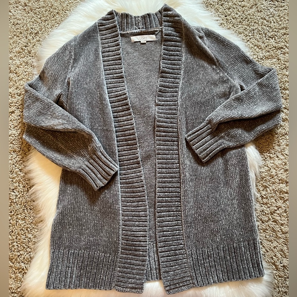 LOFT Long Sleeve Cardigan, Grey size XS